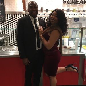 Burgundy spaghetti strap dress